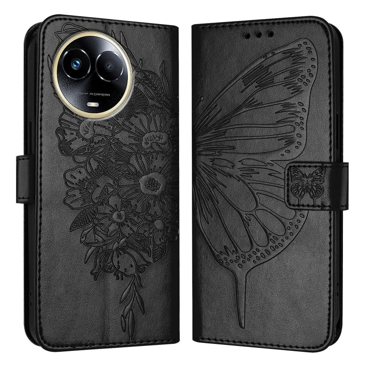 Embossed Butterfly Leather Phone Case, For Realme GT5 240W / GT5 5G, For Realme 11 5G Global / 11X 5G, For Realme C53 India/Narzo N53 4G Global, For Realme Narzo 60 Pro Global, For Realme C65 4G Global, For Realme C33 2022 / C33 2023 Global
