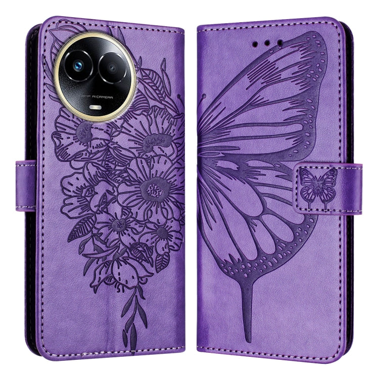 Embossed Butterfly Leather Phone Case, For Realme GT5 240W / GT5 5G, For Realme 11 5G Global / 11X 5G, For Realme C53 India/Narzo N53 4G Global, For Realme Narzo 60 Pro Global, For Realme C65 4G Global, For Realme C33 2022 / C33 2023 Global