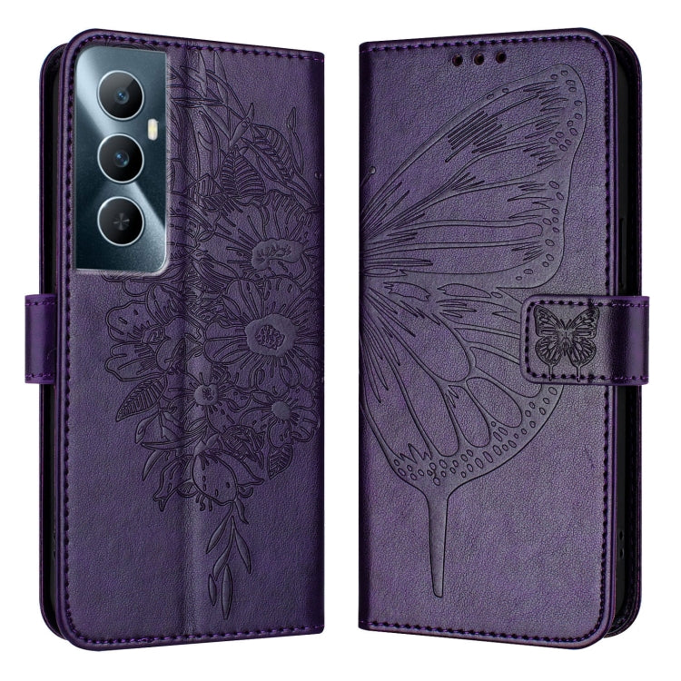 Embossed Butterfly Leather Phone Case, For Realme GT5 240W / GT5 5G, For Realme 11 5G Global / 11X 5G, For Realme C53 India/Narzo N53 4G Global, For Realme Narzo 60 Pro Global, For Realme C65 4G Global, For Realme C33 2022 / C33 2023 Global