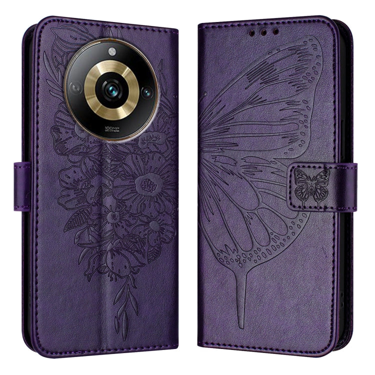 Embossed Butterfly Leather Phone Case, For Realme GT5 240W / GT5 5G, For Realme 11 5G Global / 11X 5G, For Realme C53 India/Narzo N53 4G Global, For Realme Narzo 60 Pro Global, For Realme C65 4G Global, For Realme C33 2022 / C33 2023 Global