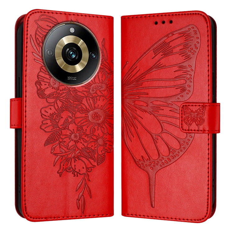 Embossed Butterfly Leather Phone Case, For Realme GT5 240W / GT5 5G, For Realme 11 5G Global / 11X 5G, For Realme C53 India/Narzo N53 4G Global, For Realme Narzo 60 Pro Global, For Realme C65 4G Global, For Realme C33 2022 / C33 2023 Global