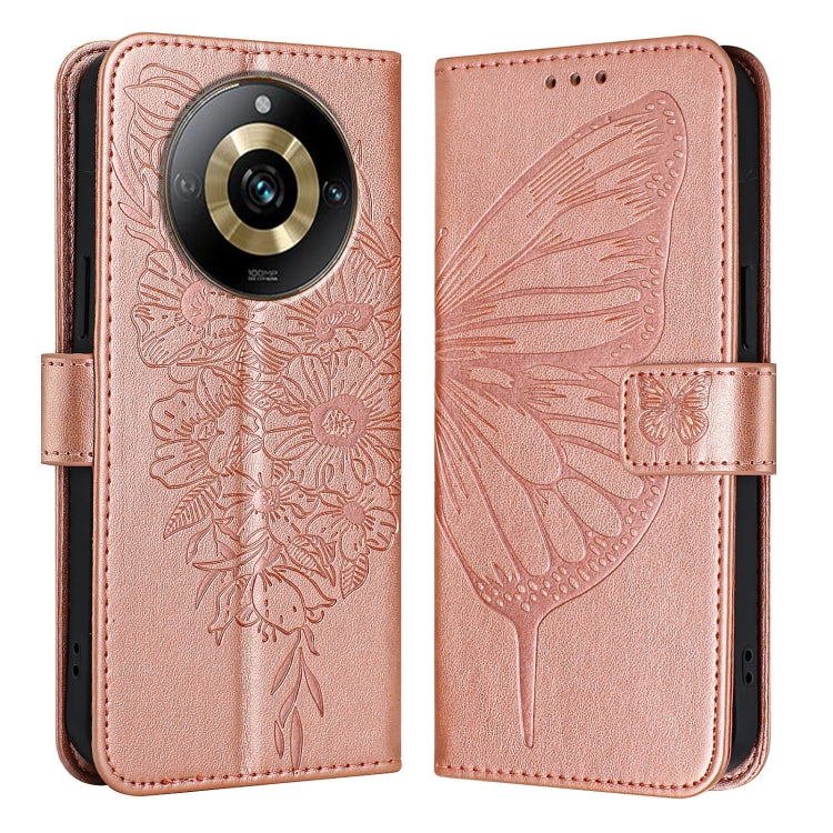 Embossed Butterfly Leather Phone Case, For Realme GT5 240W / GT5 5G, For Realme 11 5G Global / 11X 5G, For Realme C53 India/Narzo N53 4G Global, For Realme Narzo 60 Pro Global, For Realme C65 4G Global, For Realme C33 2022 / C33 2023 Global