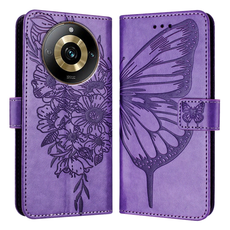 Embossed Butterfly Leather Phone Case, For Realme GT5 240W / GT5 5G, For Realme 11 5G Global / 11X 5G, For Realme C53 India/Narzo N53 4G Global, For Realme Narzo 60 Pro Global, For Realme C65 4G Global, For Realme C33 2022 / C33 2023 Global