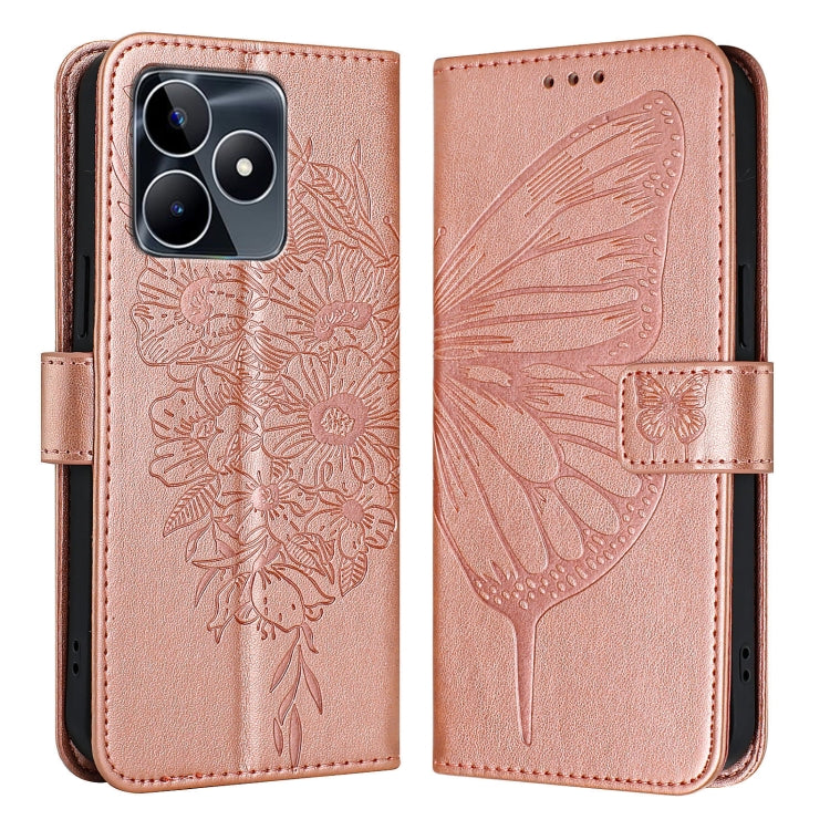 Embossed Butterfly Leather Phone Case, For Realme GT5 240W / GT5 5G, For Realme 11 5G Global / 11X 5G, For Realme C53 India/Narzo N53 4G Global, For Realme Narzo 60 Pro Global, For Realme C65 4G Global, For Realme C33 2022 / C33 2023 Global