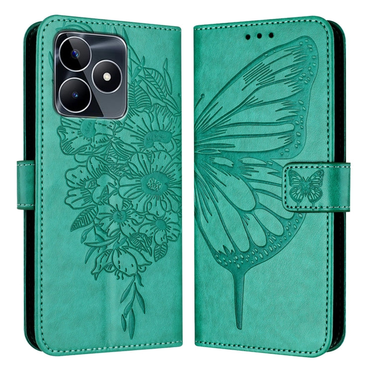 Embossed Butterfly Leather Phone Case, For Realme GT5 240W / GT5 5G, For Realme 11 5G Global / 11X 5G, For Realme C53 India/Narzo N53 4G Global, For Realme Narzo 60 Pro Global, For Realme C65 4G Global, For Realme C33 2022 / C33 2023 Global