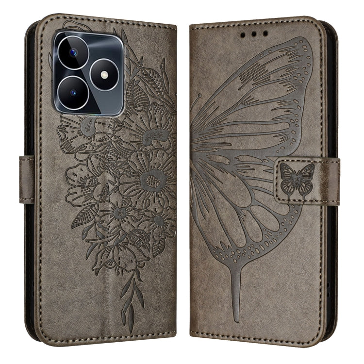 Embossed Butterfly Leather Phone Case, For Realme GT5 240W / GT5 5G, For Realme 11 5G Global / 11X 5G, For Realme C53 India/Narzo N53 4G Global, For Realme Narzo 60 Pro Global, For Realme C65 4G Global, For Realme C33 2022 / C33 2023 Global