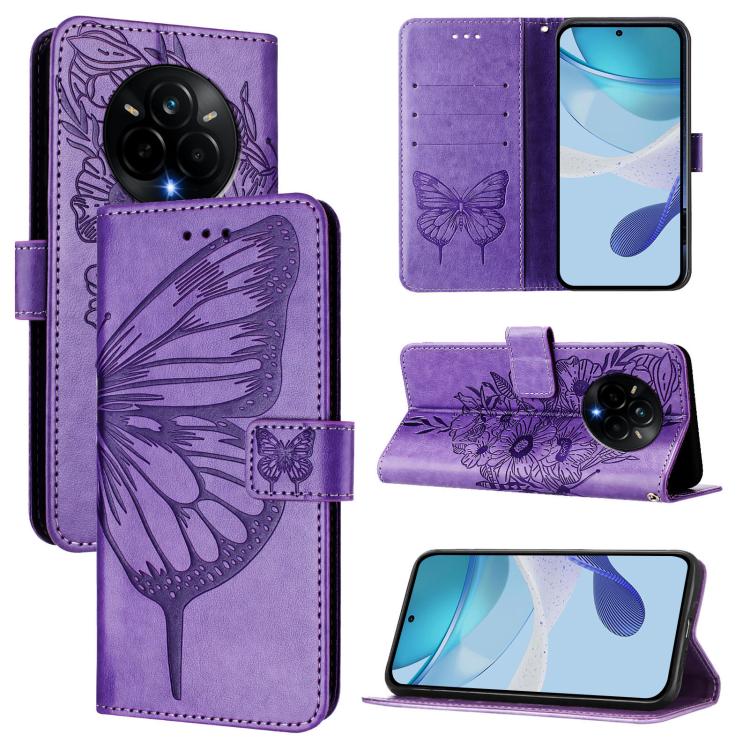 Embossed Butterfly Leather Phone Case, For Realme 14 Pro, For Realme GT7 Pro 5G, For Realme 13 Pro / 13 Pro+ 5G, For Realme GT 6 5G Global, For Realme GT 6T 5G Global, For Realme 12+ Global/Narzo 70 Pro India