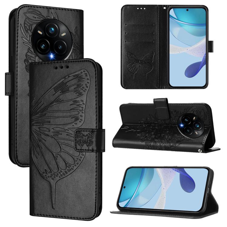 Embossed Butterfly Leather Phone Case, For Realme C71 4G Global, For Realme Neo7 Turbo 5G, For Realme V70 / 14x Global / C75 5G, For Realme Narzo 80 Pro / 14 Pro 5G India, For Realme 14 5G Global / P3 5G India, For Realme 14 Pro+