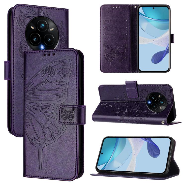 Embossed Butterfly Leather Phone Case, For Realme C71 4G Global, For Realme Neo7 Turbo 5G, For Realme V70 / 14x Global / C75 5G, For Realme Narzo 80 Pro / 14 Pro 5G India, For Realme 14 5G Global / P3 5G India, For Realme 14 Pro+