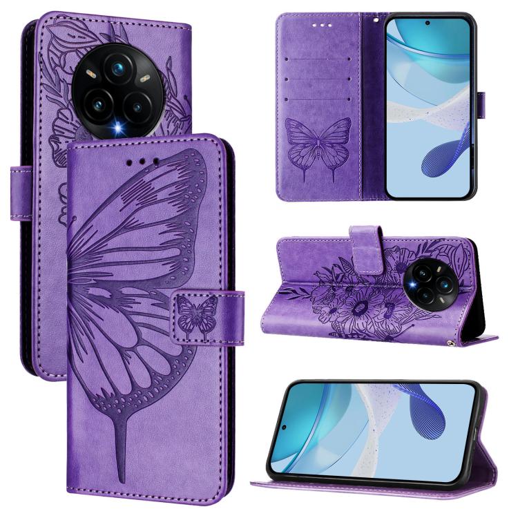 Embossed Butterfly Leather Phone Case, For Realme C71 4G Global, For Realme Neo7 Turbo 5G, For Realme V70 / 14x Global / C75 5G, For Realme Narzo 80 Pro / 14 Pro 5G India, For Realme 14 5G Global / P3 5G India, For Realme 14 Pro+