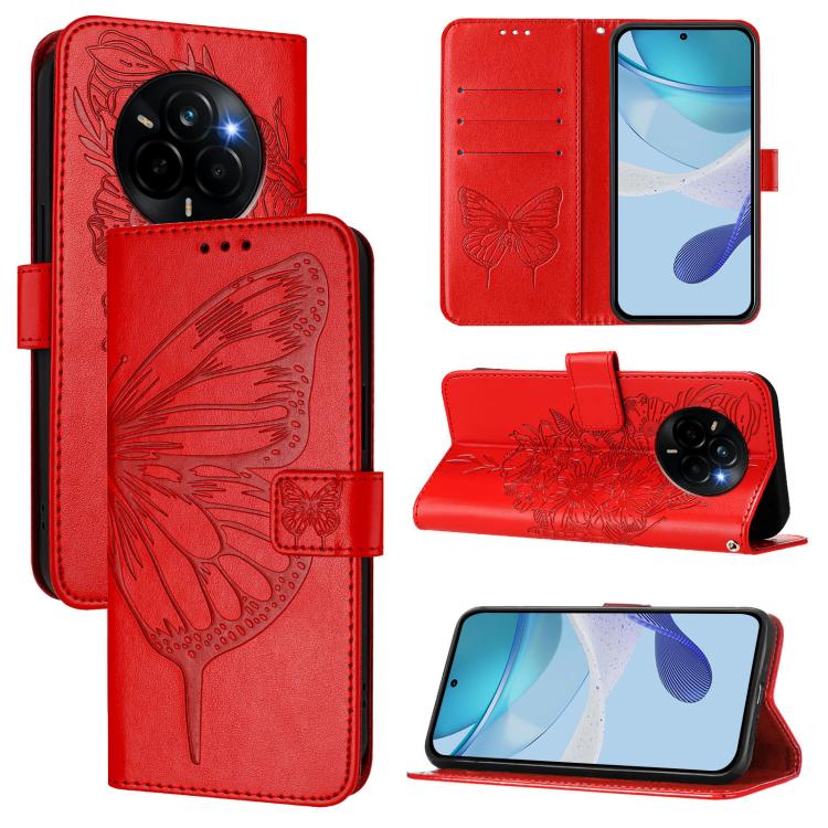 Embossed Butterfly Leather Phone Case, For Realme C71 4G Global, For Realme Neo7 Turbo 5G, For Realme V70 / 14x Global / C75 5G, For Realme Narzo 80 Pro / 14 Pro 5G India, For Realme 14 5G Global / P3 5G India, For Realme 14 Pro+
