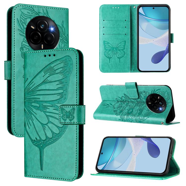 Embossed Butterfly Leather Phone Case, For Realme C71 4G Global, For Realme Neo7 Turbo 5G, For Realme V70 / 14x Global / C75 5G, For Realme Narzo 80 Pro / 14 Pro 5G India, For Realme 14 5G Global / P3 5G India, For Realme 14 Pro+