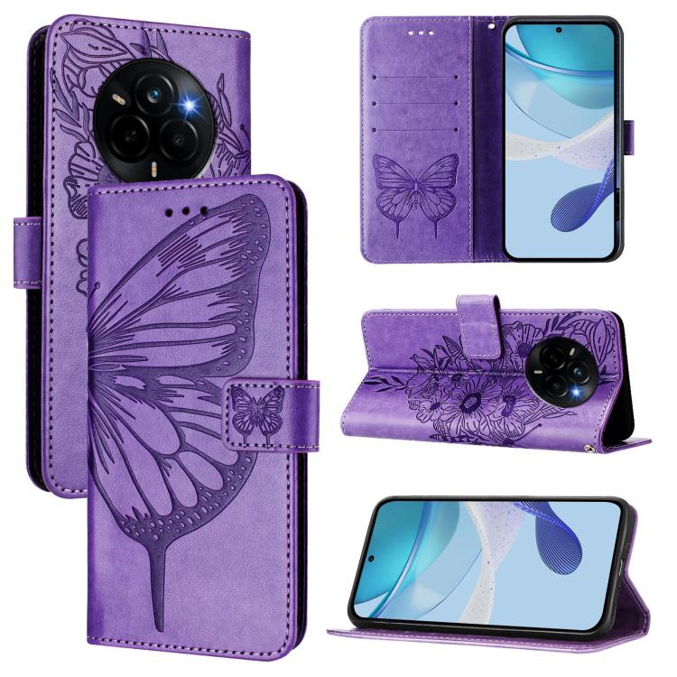 Embossed Butterfly Leather Phone Case, For Realme C71 4G Global, For Realme Neo7 Turbo 5G, For Realme V70 / 14x Global / C75 5G, For Realme Narzo 80 Pro / 14 Pro 5G India, For Realme 14 5G Global / P3 5G India, For Realme 14 Pro+