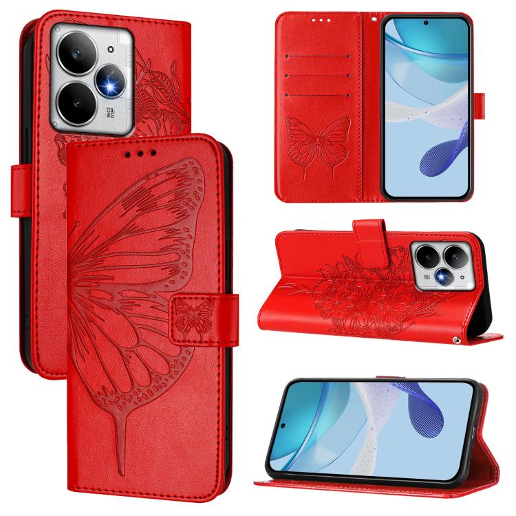 Embossed Butterfly Leather Phone Case, For Realme C71 4G Global, For Realme Neo7 Turbo 5G, For Realme V70 / 14x Global / C75 5G, For Realme Narzo 80 Pro / 14 Pro 5G India, For Realme 14 5G Global / P3 5G India, For Realme 14 Pro+