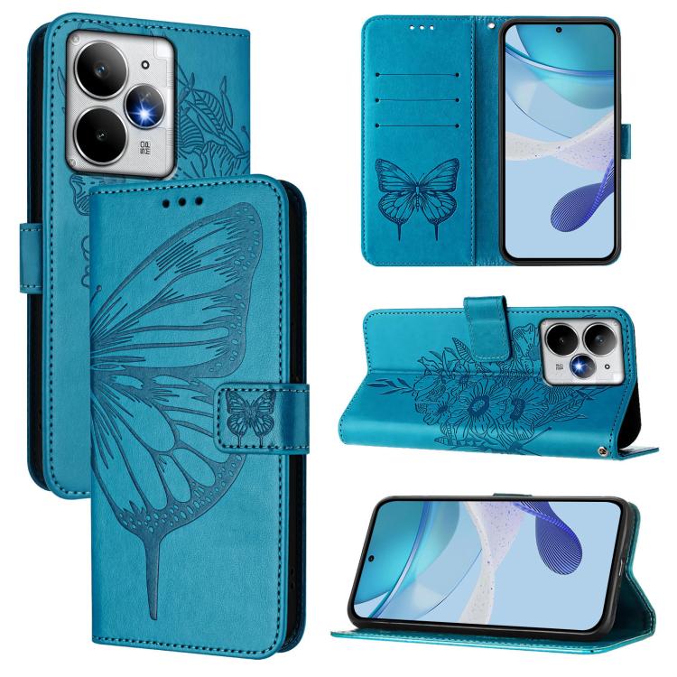 Embossed Butterfly Leather Phone Case, For Realme C71 4G Global, For Realme Neo7 Turbo 5G, For Realme V70 / 14x Global / C75 5G, For Realme Narzo 80 Pro / 14 Pro 5G India, For Realme 14 5G Global / P3 5G India, For Realme 14 Pro+