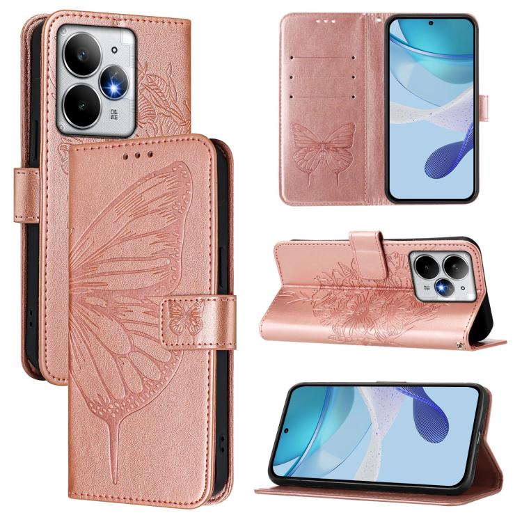 Embossed Butterfly Leather Phone Case, For Realme C71 4G Global, For Realme Neo7 Turbo 5G, For Realme V70 / 14x Global / C75 5G, For Realme Narzo 80 Pro / 14 Pro 5G India, For Realme 14 5G Global / P3 5G India, For Realme 14 Pro+