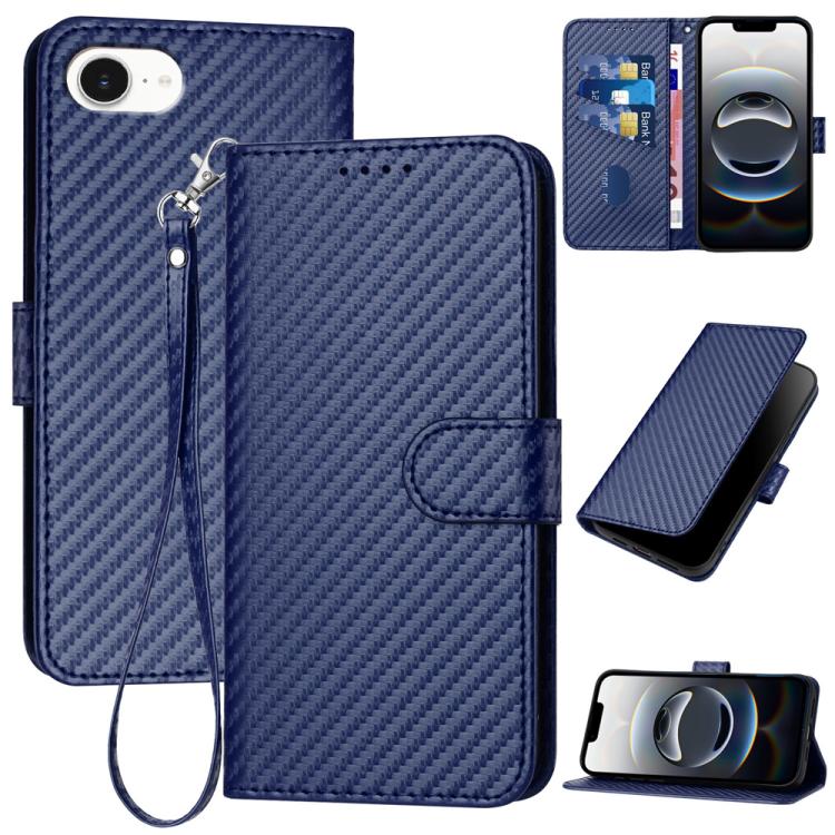YX0070 Carbon Fiber Buckle Leather Phone Case with Lanyard, For iPhone 18 Pro / 17 Pro, For iPhone 18 Pro Max / 17 Pro Max, For iPhone 17e / 16e, For iPhone 17, For iPhone Air, For iPhone 16 Pro Max
