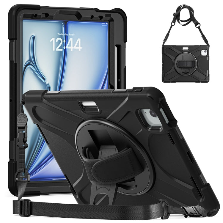 Rotatable Holder Silicone Hybrid PC Tablet Case with Shoulder Strap, For iPad Air 13 2026 / 2025 / 2024, For iPad Air 11 2026 / 2025 / 2024, For iPad Pro 13 2025 / 2024, For iPad Pro 11 2025 / 2024