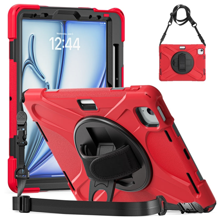 Rotatable Holder Silicone Hybrid PC Tablet Case with Shoulder Strap, For iPad Air 13 2026 / 2025 / 2024, For iPad Air 11 2026 / 2025 / 2024, For iPad Pro 13 2025 / 2024, For iPad Pro 11 2025 / 2024