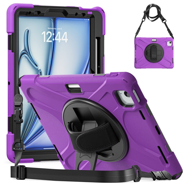 Rotatable Holder Silicone Hybrid PC Tablet Case with Shoulder Strap, For iPad Air 13 2026 / 2025 / 2024, For iPad Air 11 2026 / 2025 / 2024, For iPad Pro 13 2025 / 2024, For iPad Pro 11 2025 / 2024