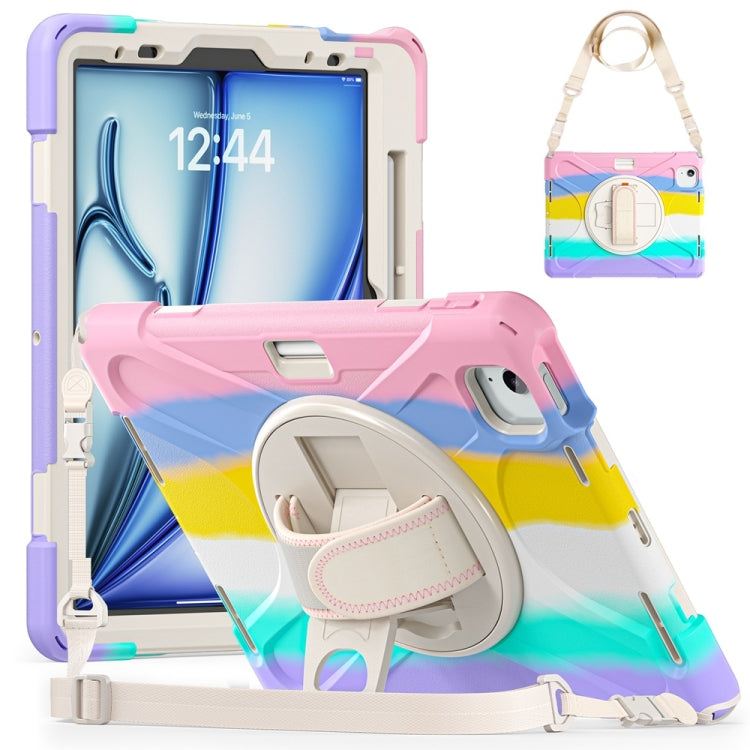 Rotatable Holder Silicone Hybrid PC Tablet Case with Shoulder Strap, For iPad Air 13 2026 / 2025 / 2024, For iPad Air 11 2026 / 2025 / 2024, For iPad Pro 13 2025 / 2024, For iPad Pro 11 2025 / 2024