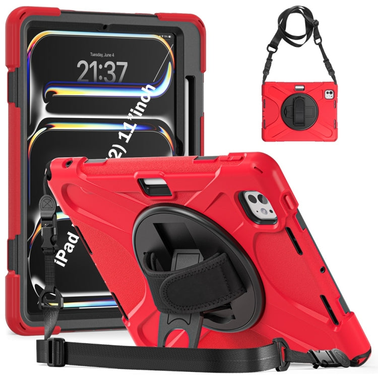 Rotatable Holder Silicone Hybrid PC Tablet Case with Shoulder Strap, For iPad Air 13 2026 / 2025 / 2024, For iPad Air 11 2026 / 2025 / 2024, For iPad Pro 13 2025 / 2024, For iPad Pro 11 2025 / 2024