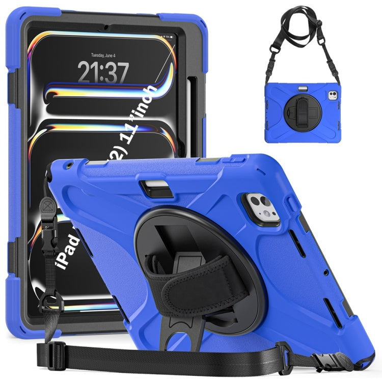 Rotatable Holder Silicone Hybrid PC Tablet Case with Shoulder Strap, For iPad Air 13 2026 / 2025 / 2024, For iPad Air 11 2026 / 2025 / 2024, For iPad Pro 13 2025 / 2024, For iPad Pro 11 2025 / 2024