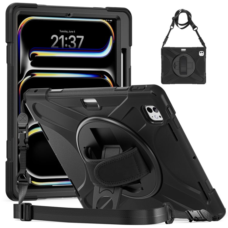 Rotatable Holder Silicone Hybrid PC Tablet Case with Shoulder Strap, For iPad Air 13 2026 / 2025 / 2024, For iPad Air 11 2026 / 2025 / 2024, For iPad Pro 13 2025 / 2024, For iPad Pro 11 2025 / 2024