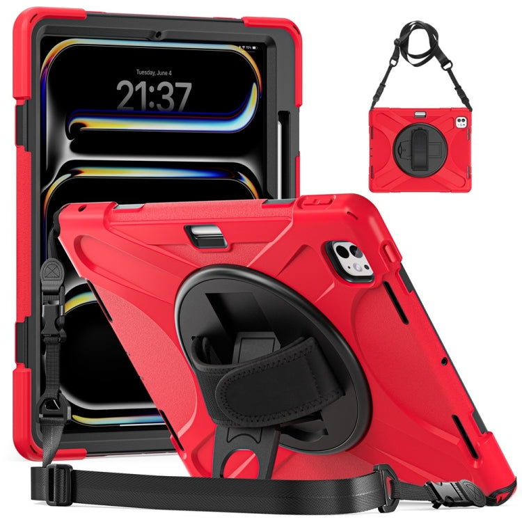 Rotatable Holder Silicone Hybrid PC Tablet Case with Shoulder Strap, For iPad Air 13 2026 / 2025 / 2024, For iPad Air 11 2026 / 2025 / 2024, For iPad Pro 13 2025 / 2024, For iPad Pro 11 2025 / 2024