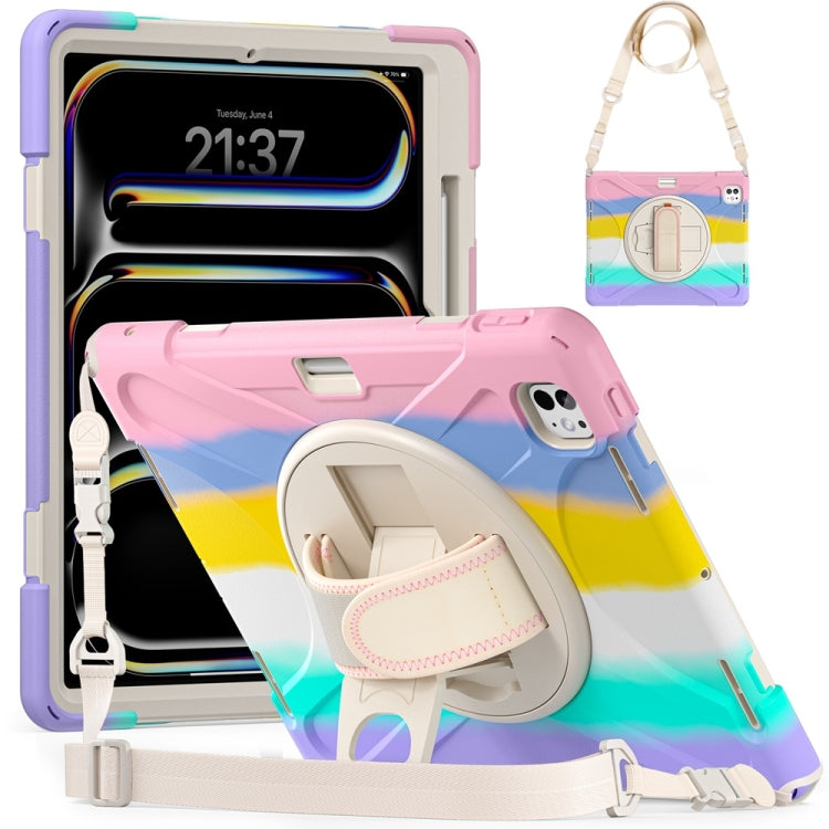 Rotatable Holder Silicone Hybrid PC Tablet Case with Shoulder Strap, For iPad Air 13 2026 / 2025 / 2024, For iPad Air 11 2026 / 2025 / 2024, For iPad Pro 13 2025 / 2024, For iPad Pro 11 2025 / 2024