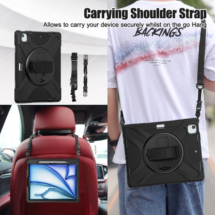 Rotatable Holder Silicone Hybrid PC Tablet Case with Shoulder Strap, For iPad Air 13 2026 / 2025 / 2024, For iPad Air 11 2026 / 2025 / 2024, For iPad Pro 13 2025 / 2024, For iPad Pro 11 2025 / 2024