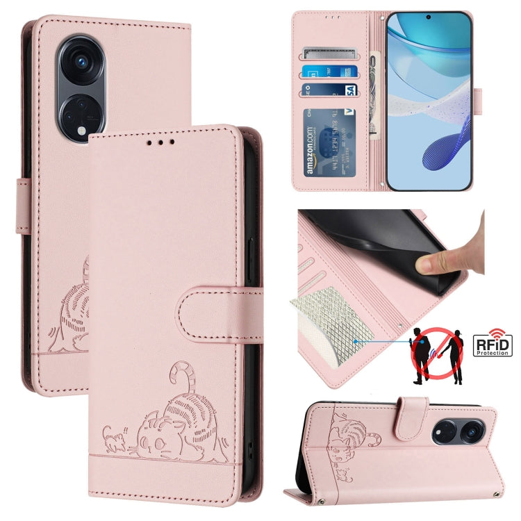 Cat Rat Embossed Pattern RFID Leather Phone Case with Lanyard, For OPPO Find X8 Pro, For OPPO A78 5G Global / A1X 5G, For OPPO Reno8 T 4G Global, For OPPO Find X6 Pro, For OPPO Find X6, For OPPO A1 Pro 5G / Reno8 T 5G Global, For OPPO Reno8 Z 5G       ...
