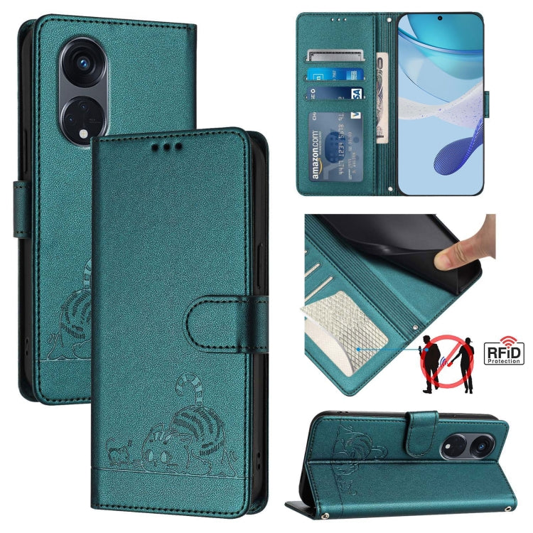 Cat Rat Embossed Pattern RFID Leather Phone Case with Lanyard, For OPPO Find X8 Pro, For OPPO A78 5G Global / A1X 5G, For OPPO Reno8 T 4G Global, For OPPO Find X6 Pro, For OPPO Find X6, For OPPO A1 Pro 5G / Reno8 T 5G Global, For OPPO Reno8 Z 5G       ...