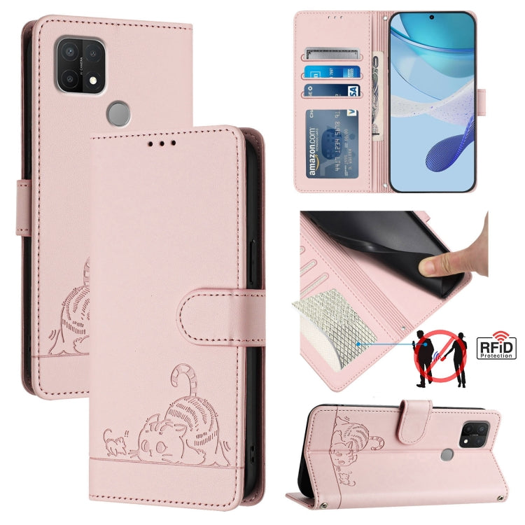 Cat Rat Embossed Pattern RFID Leather Phone Case with Lanyard, For OPPO A15 / A15S / A35 2021, For OPPO F17 Pro / A93 2020 4G Global, For OPPO Reon4 Lite / Reon4 F, For OPPO F17 / A73 2020 4G Global, For OPPO A72 / A52 / A92 4G, For OPPO A92S 5G       ...