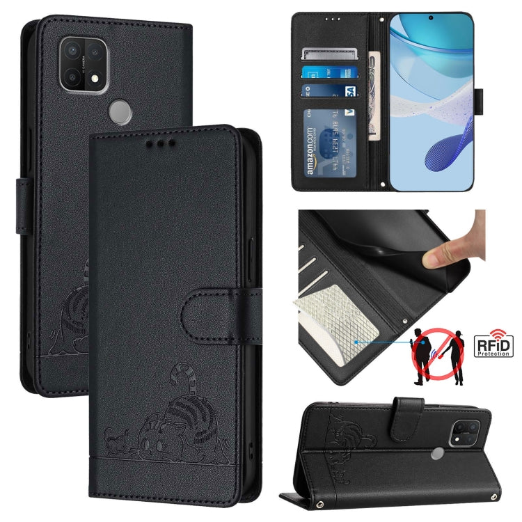 Cat Rat Embossed Pattern RFID Leather Phone Case with Lanyard, For OPPO A15 / A15S / A35 2021, For OPPO F17 Pro / A93 2020 4G Global, For OPPO Reon4 Lite / Reon4 F, For OPPO F17 / A73 2020 4G Global, For OPPO A72 / A52 / A92 4G, For OPPO A92S 5G       ...