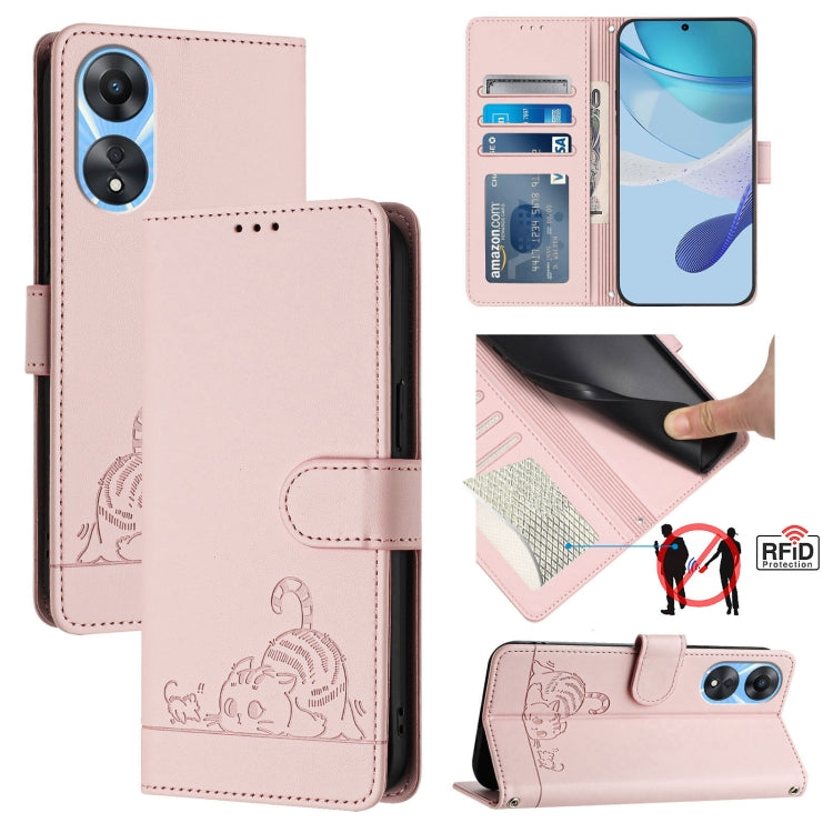 Cat Rat Embossed Pattern RFID Leather Phone Case with Lanyard, For OPPO Find X8 Pro, For OPPO A78 5G Global / A1X 5G, For OPPO Reno8 T 4G Global, For OPPO Find X6 Pro, For OPPO Find X6, For OPPO A1 Pro 5G / Reno8 T 5G Global, For OPPO Reno8 Z 5G       ...