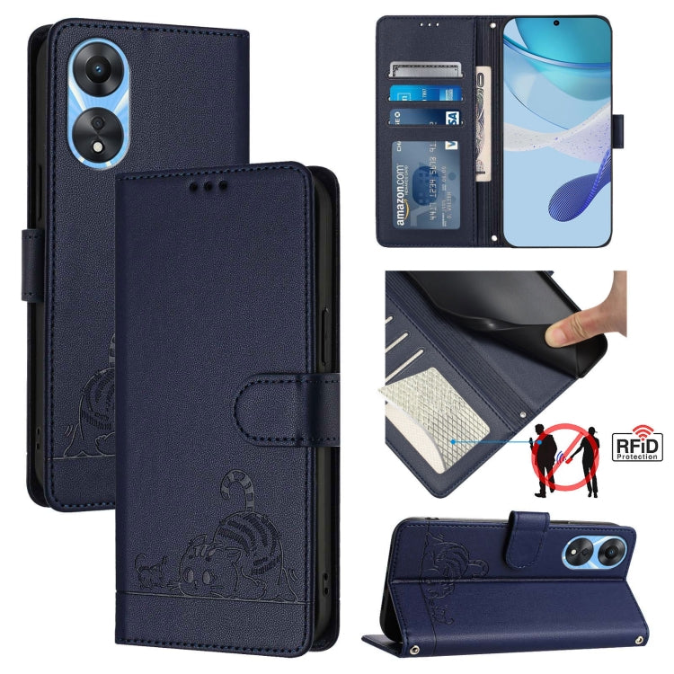 Cat Rat Embossed Pattern RFID Leather Phone Case with Lanyard, For OPPO Find X8 Pro, For OPPO A78 5G Global / A1X 5G, For OPPO Reno8 T 4G Global, For OPPO Find X6 Pro, For OPPO Find X6, For OPPO A1 Pro 5G / Reno8 T 5G Global, For OPPO Reno8 Z 5G       ...