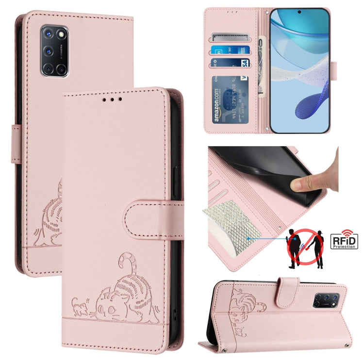 Cat Rat Embossed Pattern RFID Leather Phone Case with Lanyard, For OPPO A15 / A15S / A35 2021, For OPPO F17 Pro / A93 2020 4G Global, For OPPO Reon4 Lite / Reon4 F, For OPPO F17 / A73 2020 4G Global, For OPPO A72 / A52 / A92 4G, For OPPO A92S 5G       ...