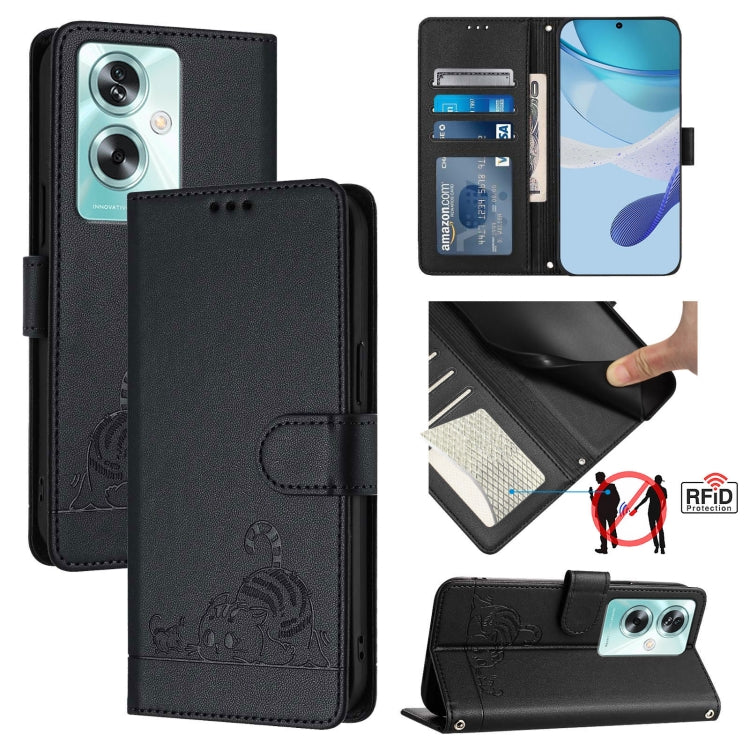 Cat Rat Embossed Pattern RFID Leather Phone Case with Lanyard, For OPPO A15 / A15S / A35 2021, For OPPO F17 Pro / A93 2020 4G Global, For OPPO Reon4 Lite / Reon4 F, For OPPO F17 / A73 2020 4G Global, For OPPO A72 / A52 / A92 4G, For OPPO A92S 5G       ...