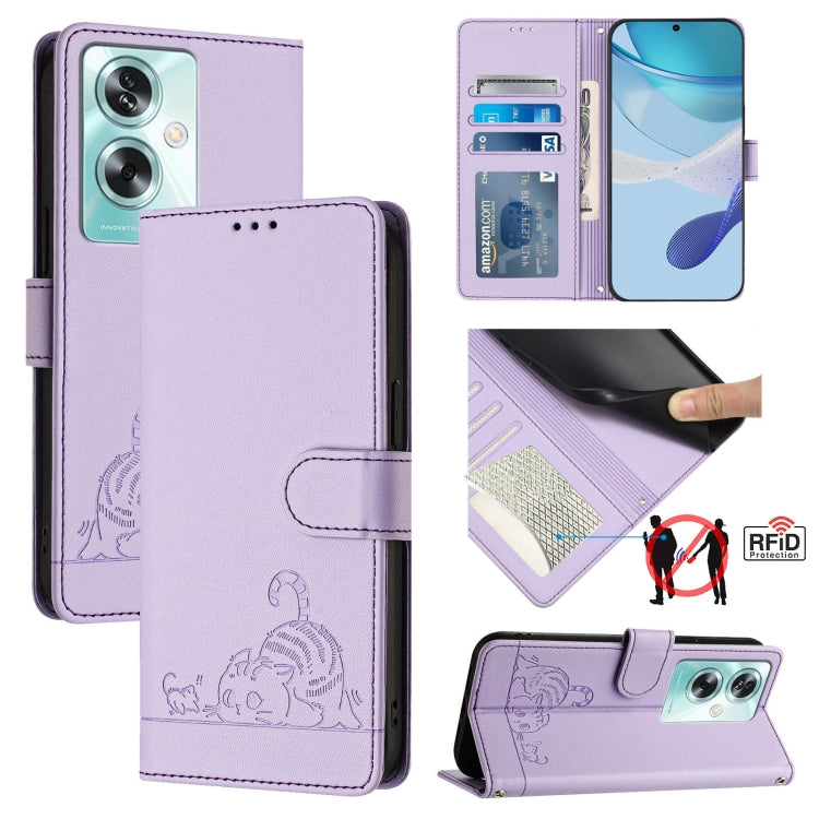 Cat Rat Embossed Pattern RFID Leather Phone Case with Lanyard, For OPPO A15 / A15S / A35 2021, For OPPO F17 Pro / A93 2020 4G Global, For OPPO Reon4 Lite / Reon4 F, For OPPO F17 / A73 2020 4G Global, For OPPO A72 / A52 / A92 4G, For OPPO A92S 5G       ...