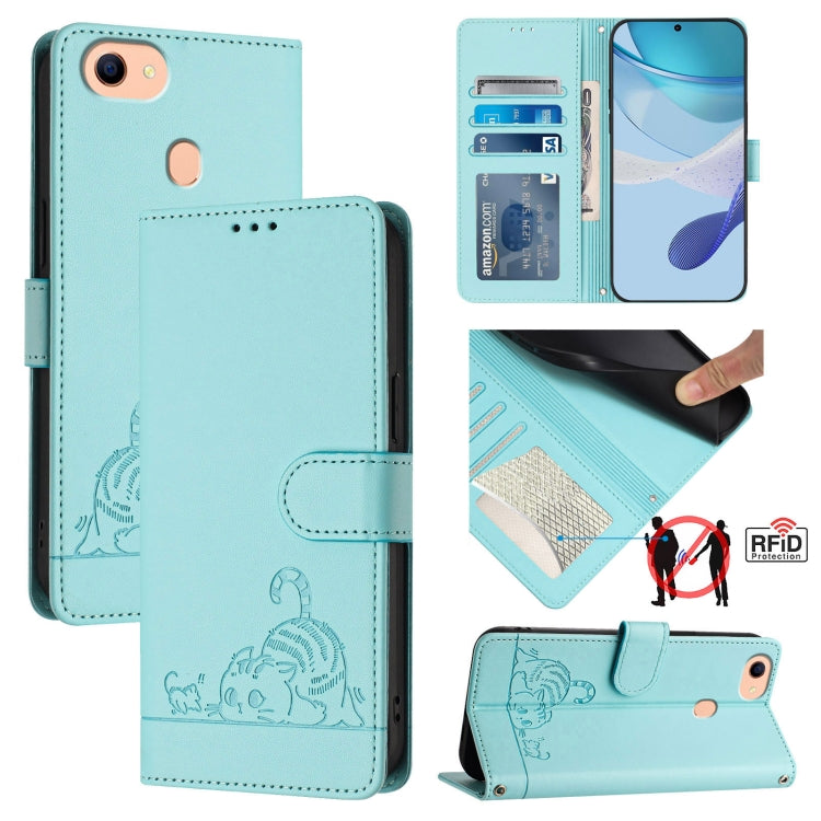 Cat Rat Embossed Pattern RFID Leather Phone Case with Lanyard, For OPPO A15 / A15S / A35 2021, For OPPO F17 Pro / A93 2020 4G Global, For OPPO Reon4 Lite / Reon4 F, For OPPO F17 / A73 2020 4G Global, For OPPO A72 / A52 / A92 4G, For OPPO A92S 5G       ...