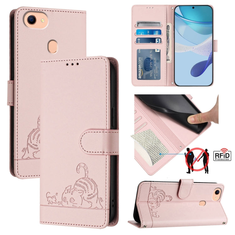 Cat Rat Embossed Pattern RFID Leather Phone Case with Lanyard, For OPPO A15 / A15S / A35 2021, For OPPO F17 Pro / A93 2020 4G Global, For OPPO Reon4 Lite / Reon4 F, For OPPO F17 / A73 2020 4G Global, For OPPO A72 / A52 / A92 4G, For OPPO A92S 5G       ...