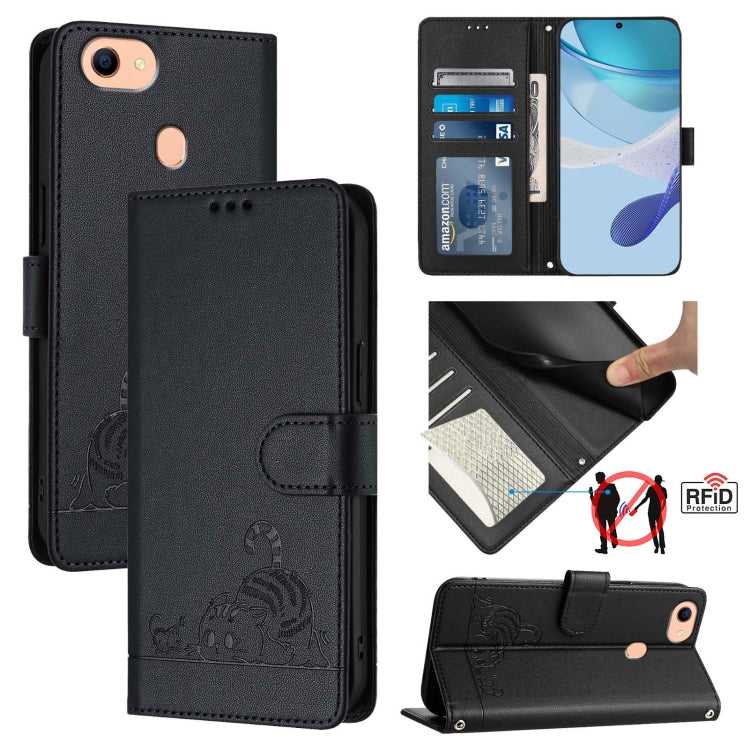 Cat Rat Embossed Pattern RFID Leather Phone Case with Lanyard, For OPPO A15 / A15S / A35 2021, For OPPO F17 Pro / A93 2020 4G Global, For OPPO Reon4 Lite / Reon4 F, For OPPO F17 / A73 2020 4G Global, For OPPO A72 / A52 / A92 4G, For OPPO A92S 5G       ...