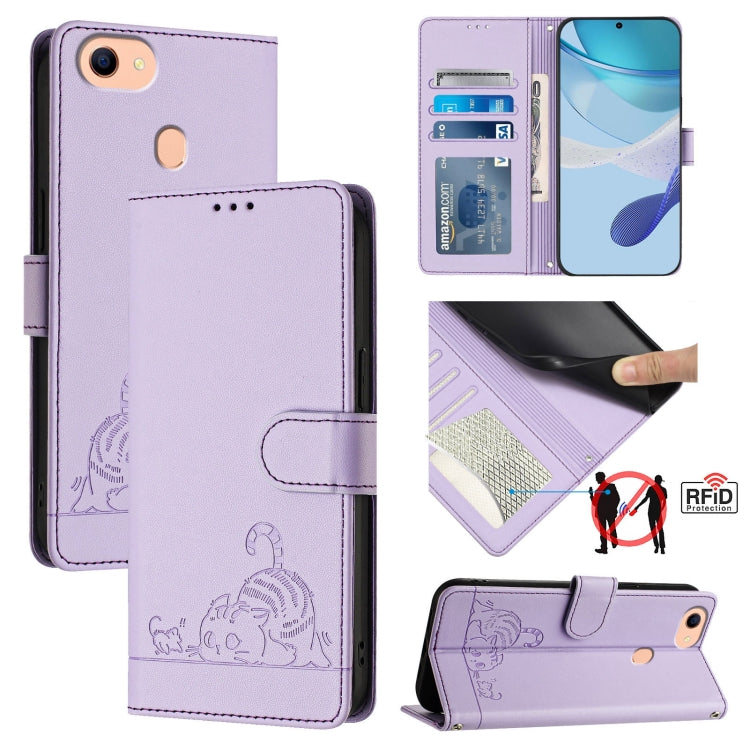 Cat Rat Embossed Pattern RFID Leather Phone Case with Lanyard, For OPPO A15 / A15S / A35 2021, For OPPO F17 Pro / A93 2020 4G Global, For OPPO Reon4 Lite / Reon4 F, For OPPO F17 / A73 2020 4G Global, For OPPO A72 / A52 / A92 4G, For OPPO A92S 5G       ...