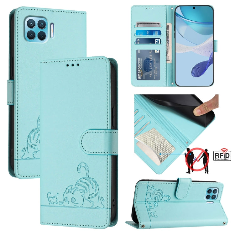 Cat Rat Embossed Pattern RFID Leather Phone Case with Lanyard, For OPPO A15 / A15S / A35 2021, For OPPO F17 Pro / A93 2020 4G Global, For OPPO Reon4 Lite / Reon4 F, For OPPO F17 / A73 2020 4G Global, For OPPO A72 / A52 / A92 4G, For OPPO A92S 5G       ...