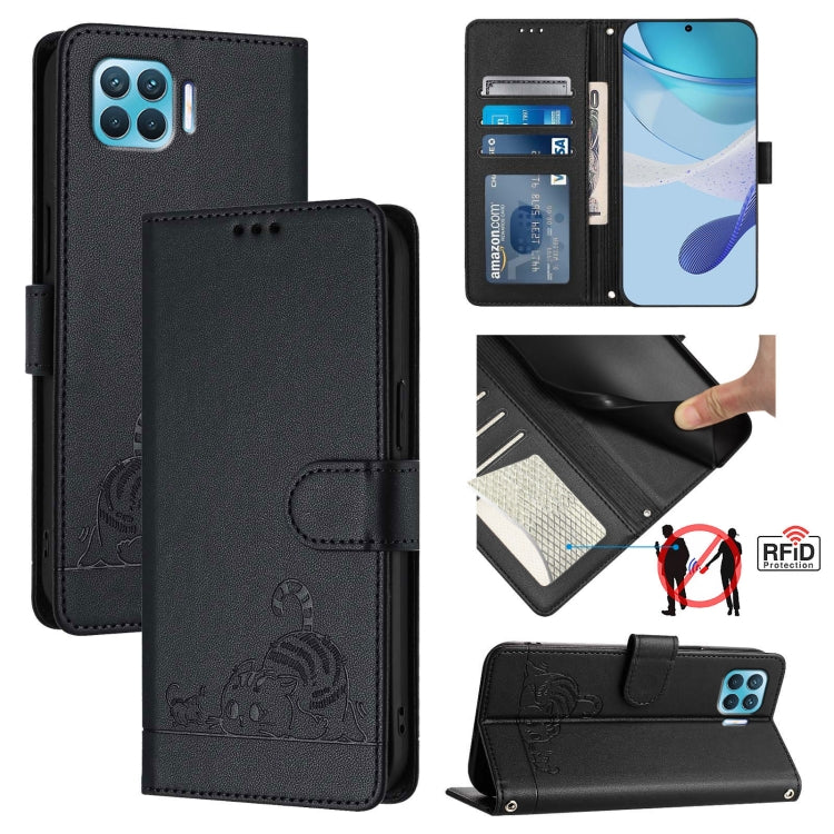 Cat Rat Embossed Pattern RFID Leather Phone Case with Lanyard, For OPPO A15 / A15S / A35 2021, For OPPO F17 Pro / A93 2020 4G Global, For OPPO Reon4 Lite / Reon4 F, For OPPO F17 / A73 2020 4G Global, For OPPO A72 / A52 / A92 4G, For OPPO A92S 5G       ...