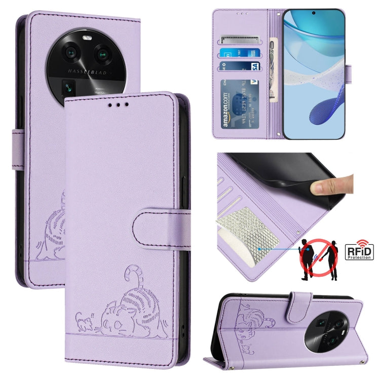 Cat Rat Embossed Pattern RFID Leather Phone Case with Lanyard, For OPPO Find X8 Pro, For OPPO A78 5G Global / A1X 5G, For OPPO Reno8 T 4G Global, For OPPO Find X6 Pro, For OPPO Find X6, For OPPO A1 Pro 5G / Reno8 T 5G Global, For OPPO Reno8 Z 5G       ...