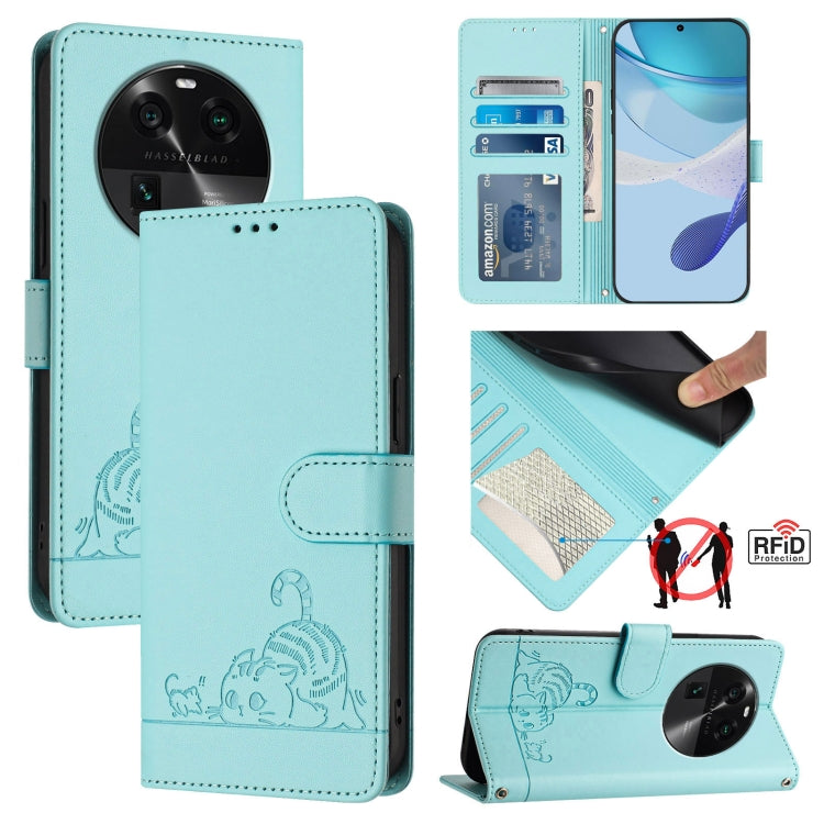 Cat Rat Embossed Pattern RFID Leather Phone Case with Lanyard, For OPPO Find X8 Pro, For OPPO A78 5G Global / A1X 5G, For OPPO Reno8 T 4G Global, For OPPO Find X6 Pro, For OPPO Find X6, For OPPO A1 Pro 5G / Reno8 T 5G Global, For OPPO Reno8 Z 5G       ...