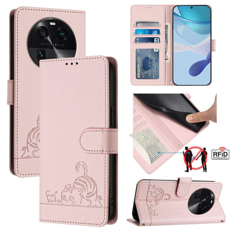 Cat Rat Embossed Pattern RFID Leather Phone Case with Lanyard, For OPPO Find X8 Pro, For OPPO A78 5G Global / A1X 5G, For OPPO Reno8 T 4G Global, For OPPO Find X6 Pro, For OPPO Find X6, For OPPO A1 Pro 5G / Reno8 T 5G Global, For OPPO Reno8 Z 5G       ...