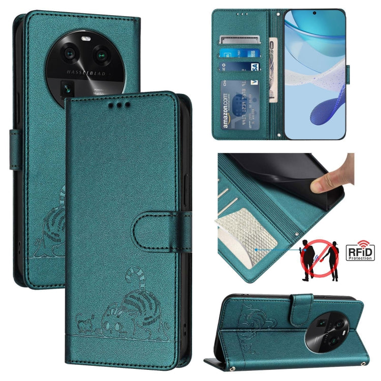 Cat Rat Embossed Pattern RFID Leather Phone Case with Lanyard, For OPPO Find X8 Pro, For OPPO A78 5G Global / A1X 5G, For OPPO Reno8 T 4G Global, For OPPO Find X6 Pro, For OPPO Find X6, For OPPO A1 Pro 5G / Reno8 T 5G Global, For OPPO Reno8 Z 5G       ...